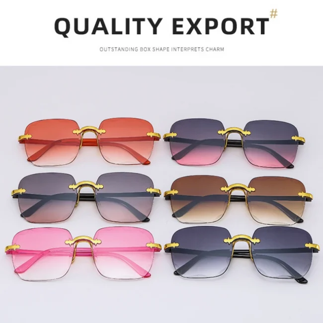 Trendy Large Frame Square Sunglasses Frameless Cut Edges Frameless Sunglasses Women Sun Protection Anti UV Sunglasses 6