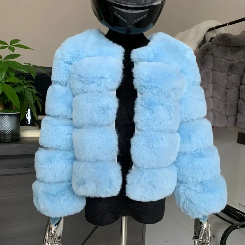 Winter coat for faux fur coat women new outerwear Fox fur short coat Fake fur jacket furry fluffy jacket luxury woman fur Fake 1