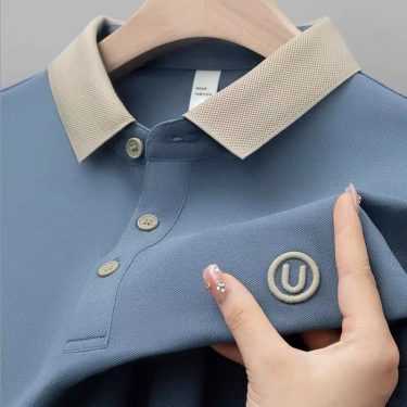 High quality short sleeve men's POLO shirt summer fashionable new gold thread embroidery top breathable casual T-shirt