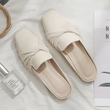 Luxury Woman Mules Summer Close Toe Women Slippers Bowtie Lazy Slides Flat Heel Girl Slippers Korean Outdoor Flip Flops 3