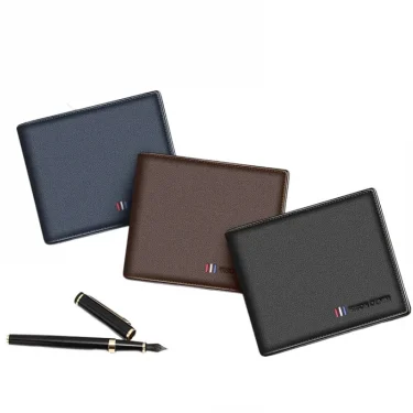 BISON DENIM 100% Cow Leather Small Wallet Men Bifold Credit Card Holder Wallet RFID Blocking Purse Best Gift Male Pocket Bag 2