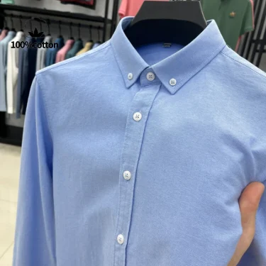 High-quality men's long-sleeve shirt made of 100% cotton, breathable, sweat-wicking, suitable for business or casual wear.M-4XL 1