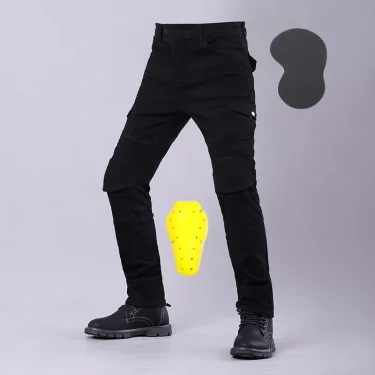 Classic Mens Motorcycle Jeans Outdoor Riding Pants With Protective Gear Moto Jeans Knee Pads Removable Motorbike Trousers 2