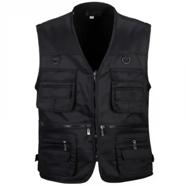 Mens Fishing Photography Multi-Pocket Vest Outdoor Tactical Mountaineering Sports Vest Solid Color Breathable Sleeveless Jacket 3