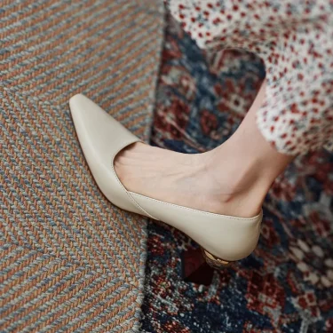 Handmade Leather Women Pumps Sexy Pointed Toe Chic Stylish Office Working Shoes Strange High Heel Stilettos Black Dress Shoes 5