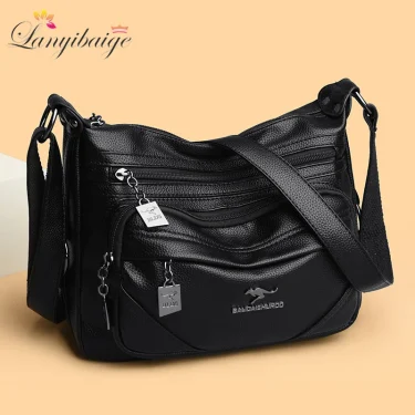 Multiple pockets Soft Leather Hand Bags For Women Luxury Handbags Women Bags Designer Shoulder Crossbody Bags with free shipping 1