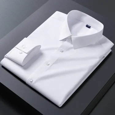 S-8XL New Stretch Anti-Wrinkle Mens Shirts Long Sleeve Dress Shirts For Slim Fit Camisa Social Business Blouse White Shirt 2