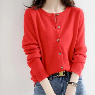 Cashmere Sweater Cardigan Women Single Breasted Long Sleeve Elegant Vintage Jumper Solid Wool Knitted Autumn Winter Outwear 6