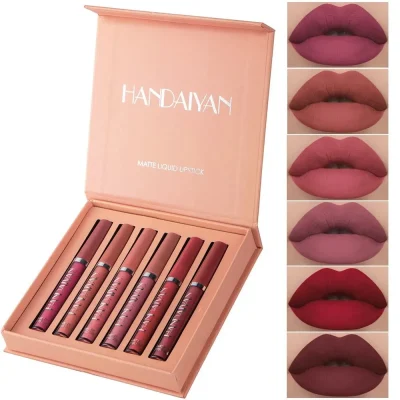 6Pcs Matte Liquid Lipstick Makeup Set, Matte Liquid Long-Lasting Wear Non-Stick Cup Not Fade Waterproof Lip Gloss 5