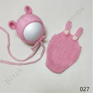 Handcraft Baby Hand Knit Mohair Bonnet & Pants On Baby Shower Gift Baby Photography Props 6