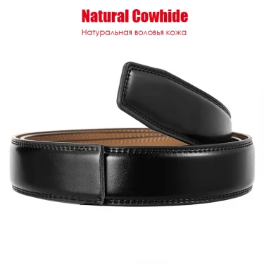 VATLTY 100cm-130cm Leather Belt for Men Alloy Automatic Buckle Silver Belt Male 31mm Non-porous Cowhide Boss Brown Belt Girdles 2