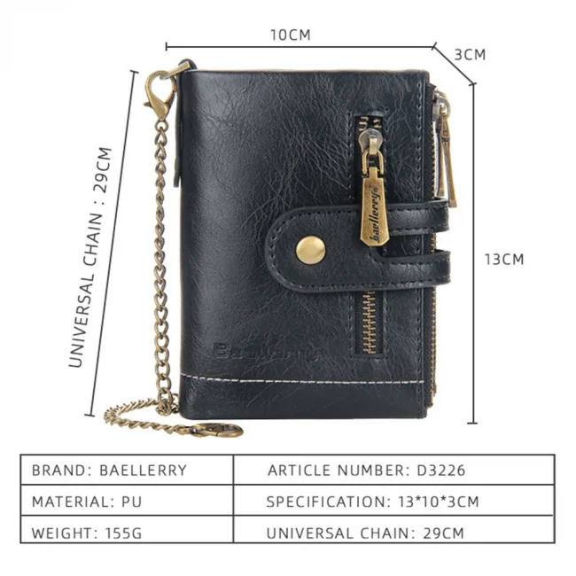 Baellerry Men Wallets Name Engraving 11 Card Holders Men Short Purse Double Zipper Coin Pocket High Quality Male Purse Cartera 4