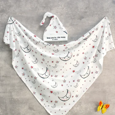 Ylsteed 80*80cm Newborn Photography Wrap with Sleepy Hat Moon Star Newborn Girl Boy Photo Shooting Outfit Infant Picture Props 5