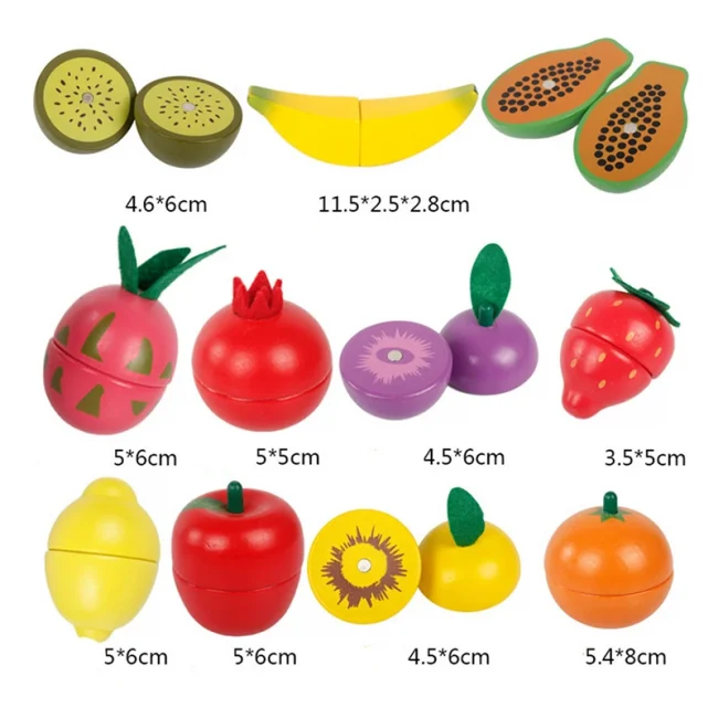 Simulation Kitchen Pretend Toy Wooden Classic Game Montessori Educational Toy For Children Kids Gift Cutting Fruit Vegetable Set 5