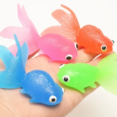 10pcs Rubber Simulation Small Goldfish Gold Fish Kids Decoration Bath Toy 3