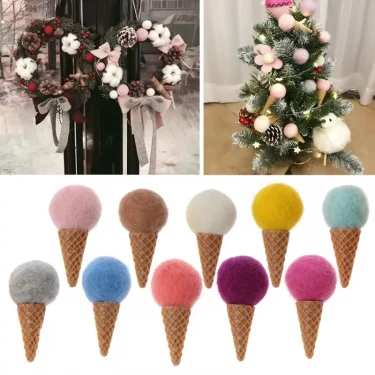 Newborn Felt Ice Cream Props Tiny Baby Girl Boy Photo Shoot Handmade Felt Photography Props Accessories 3