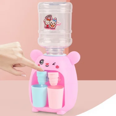 Children Mini Water Dispenser Toy Kids Pretend Play Simulation Kitchen Toys Dual Mini Water Drinking Machine Toys for Girls Boys 4