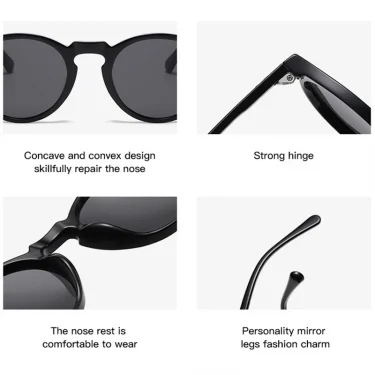 Retro Round Sunglasses Men Women Fashion Small Polarized Sun Glasses For Male Female Literary Vintage Shades Driving Eyeglasses 6
