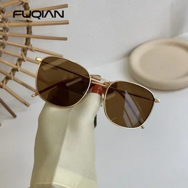 Fashion Metal Square Sunglasses Women Men Stylish Round Sun Glasses Ladies Retro Black Driving Shades UV400 4