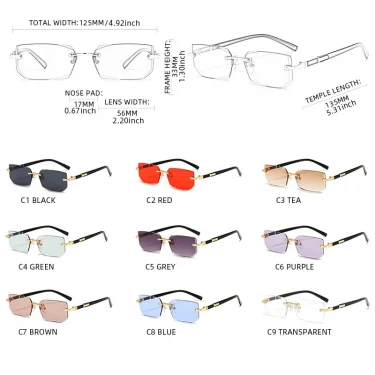Fashion Rimless Sunglasses Men Women Populare Frameless Sun Glasses Male Female Classic Small Square Summer Traveling Shades 6