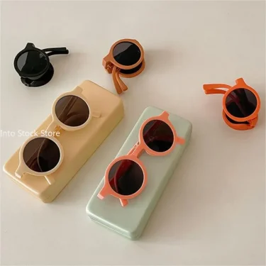 Foldable Kids Sunglasses Girls Boys Cute Round Sun Glasses Children Street Beat Eyeglasses Baby Shades Eyewears UV Protection 3