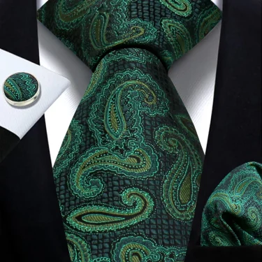 Mens Tie Paisley Jacquard Woven 8cm Formal Business Wedding Necktie Pocket Square Set Suit Cravat High Quality Handmade Gravata 2
