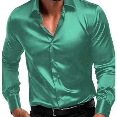 Spring and Autumn Men's Long Sleeve Shirt new Silky Smooth Business Slim Fashion Comfortable Lapel Cardigan Outdoor Casual Shirt 3