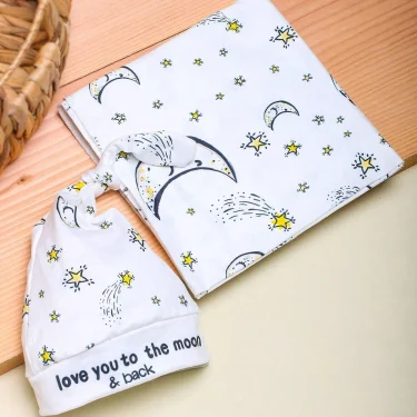 Ylsteed 80*80cm Newborn Photography Wrap with Sleepy Hat Moon Star Newborn Girl Boy Photo Shooting Outfit Infant Picture Props 3