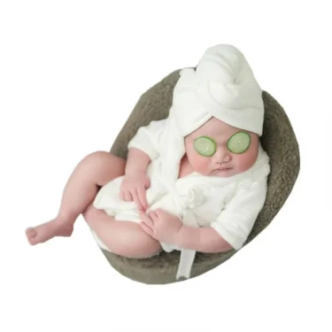 Baby Photo Shooting Accessories Bath Robe Headwrap Plush Bathrobe Towel Infant Costume Photostudio Posing Suit Newborns Shower 5