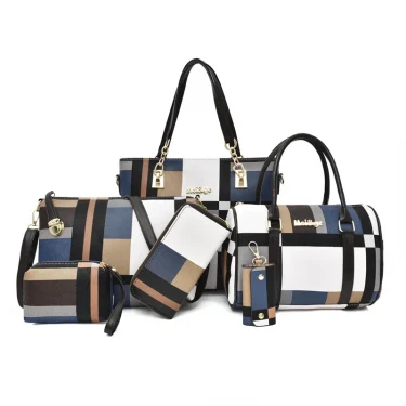 Cross-body Bag Elegant Fashion Shoulder Women's Bag Vintage Large Capacity Crocodile Pattern Mother Bag Six-piece Set 4