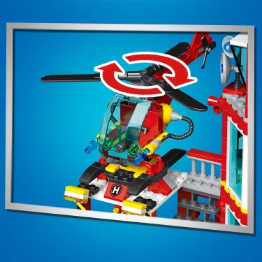 City Oceans Fire Station Blocks Compatible with leg0 Fire Station Set with Fire Station,Fire Helicopter,Fire Ship,Rescue Boat 5