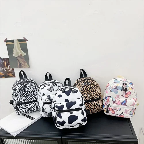 Fashionable Cute Girls Backpack Portable Mini Women Ladies Travel Shoulder Bag Canvas Things for Boy Schoolbag Floral Print 1