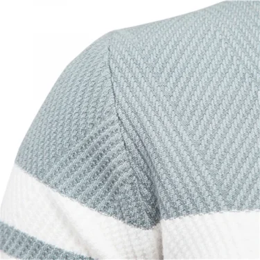 Men's O-neck Patchwork Long Sleeve Sweater, Warm Slim Sweaters, Casual Fashion, Autumn Clothing, New 3