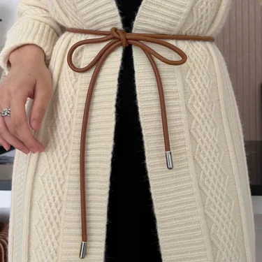 Female Waistband Round Leather Rope Thin Belt Women Dress Skirt Sweater Coat Vintage Bow Knot Long Waist Rope Decorative Belt 1