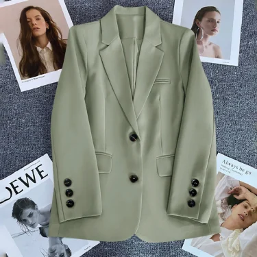 Elegant Office Lady Blazer Woman Fashion Long Sleeve Single Button Blazers New In Coats And Jackets Clothing Outerwears 4