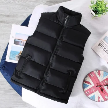 White Vest Jacket Men Slim Fit Stand Collar Sleeveless Puffer Jackets Spring Autumn Casual Waistcoat Men Warm Coat Trends 4