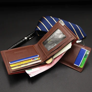 Fashion Men's Wallet PU Leather Short Card Holder Purse for Men Luxury Designer Billfold Male Portable Small Cardholder Wallets 4