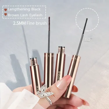 Silk Fiber Matte Mascara Makeup Ultra-Fine Brush Lengthens Eyelashes Waterproof Fast Dry Brown Black Curling Mascara Cosmetic 2