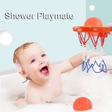 Baby Bath Toy Mini Shooting Basket Frame Toys Bathtub Shooting Basketball Play Water Game Toy Set with 3 Balls for Kids Children 2