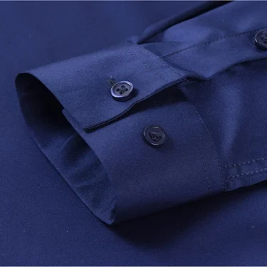 Micro Elastic Work Casual Shirt Men Long Sleeve Slim Fit White Black Soft Cozy Pure Color Male Social Formal Shirt 5