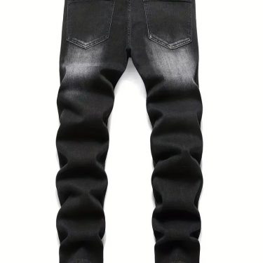 Men's Stretchy Denim Jeans For Men Simple Slim Casual Straight Fashion Classic Pants Cargo Denim Jeans Solid Streetwear Trousers 2
