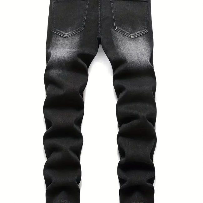 Men's Stretchy Denim Jeans For Men Simple Slim Casual Straight Fashion Classic Pants Cargo Denim Jeans Solid Streetwear Trousers 2