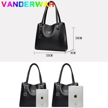 Genuine Soft Leather Handbags for Women Vintage Shoulder Tote Bag Luxury Designer Ladies Large Capacity Purse Bags Sac A Main 5