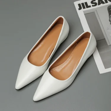 New Pointed Toe Shallow Mouth Square Heel Small Leather Shoes Women's Elegant Fashion High Heels Dress Shoes Zapatos Mujer 6