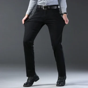 Men's New Korean Version Is Soft And Comfortable Stretch Regular Fit Jeans Fashion Casual Cotton Business Black Denim Pants 3