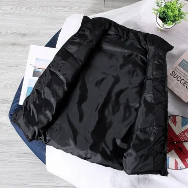 White Vest Jacket Men Slim Fit Stand Collar Sleeveless Puffer Jackets Spring Autumn Casual Waistcoat Men Warm Coat Trends 5