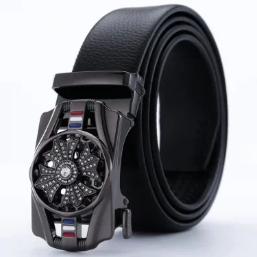 Man PU Leather Belt High Quality Men Business Belt Golden Automatic Buckle Waist Buckle Rhinestone Decoration Males Luxury Belt 6