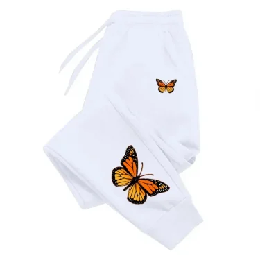 Butterfly Printing Womens Sweatpants Fashion Casual Trend Jogging Trousers Versatile Soft Hot Sales Street Elastic Waist Pants 3