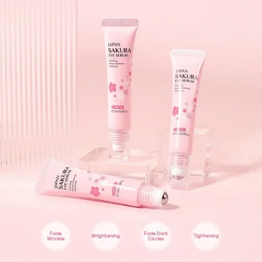 LAIKOU Sakura Eye Serum Eye Roller Massage Hyaluronic Acid Skin Care Eye Bags Cream Moisturizing Dark Circles 15ml 2