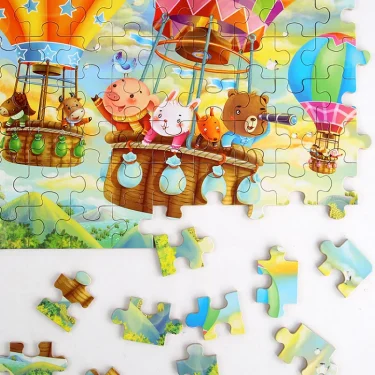 60pcs Jigsaw Cartoon Puzzle With Metal Box, Children's Early Education Animal Vehicle Puzzle, Parent-Child Interaction Game 6